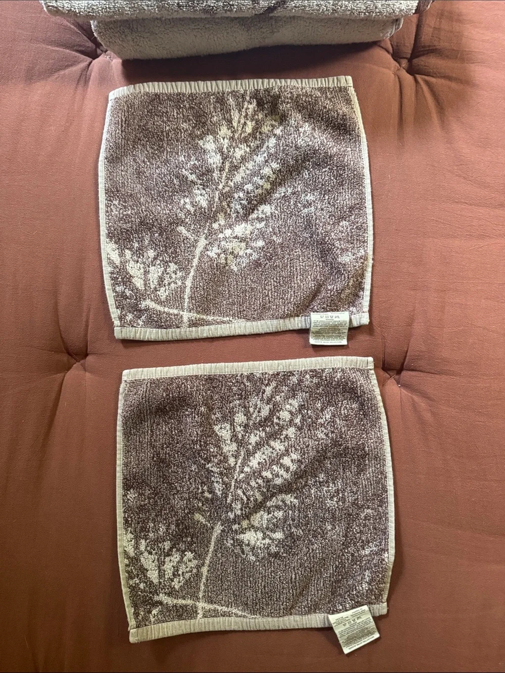 Espalma luxury towel set 6 bathroom wash cloth leaf leaves nature print cotton